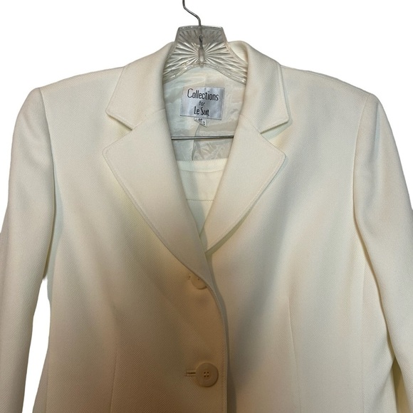 Collection for Le Suit Cream Two Piece Fully Lined Classic Pant Suit Sz. 8P - Picture 4 of 16